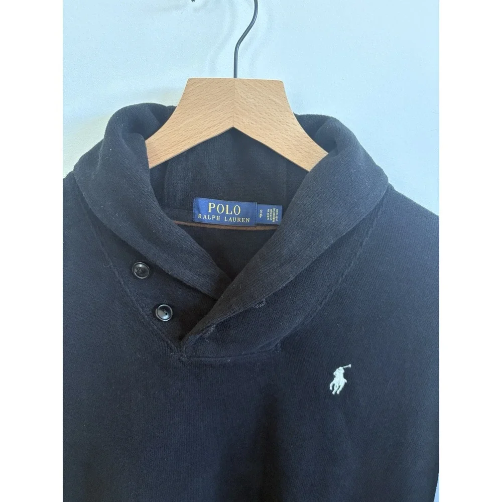 Polo Ralph Lauren Black S Preppy Country Club JerseyShawl Collar PulloverSweater